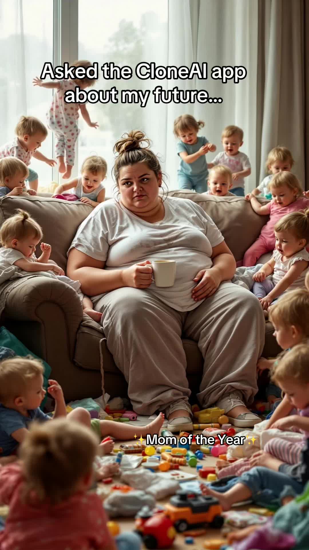 "Asked the CloneAl app about my future... Mom of the Year"