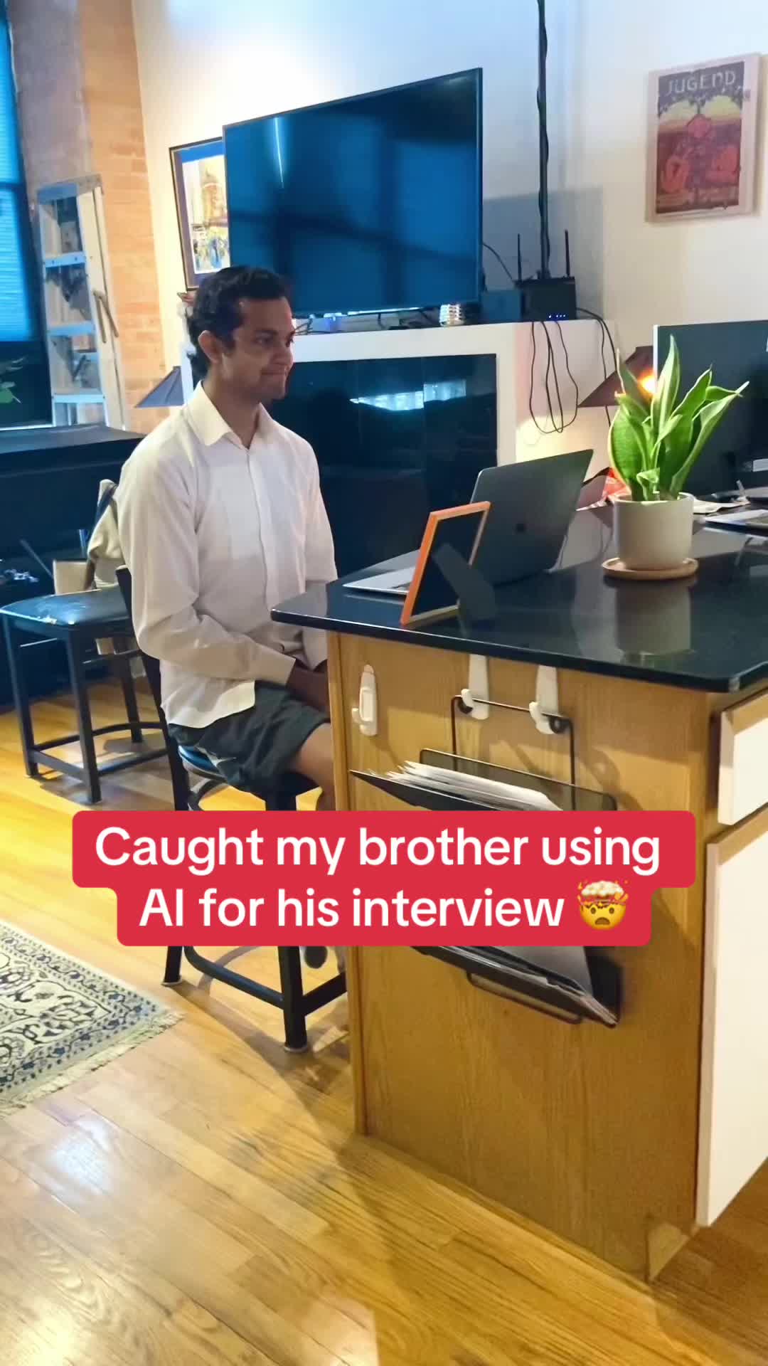 Caught my brother using AI for his interview 😱
