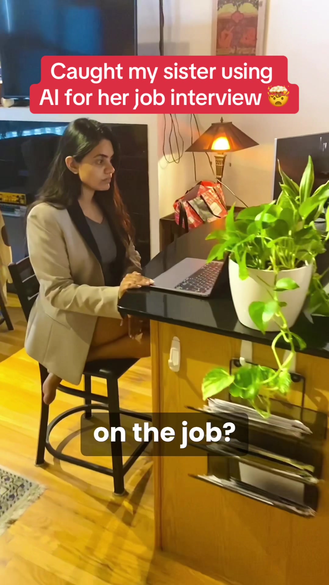 Caught my sister using AI for her job interview 🤯  on the job?