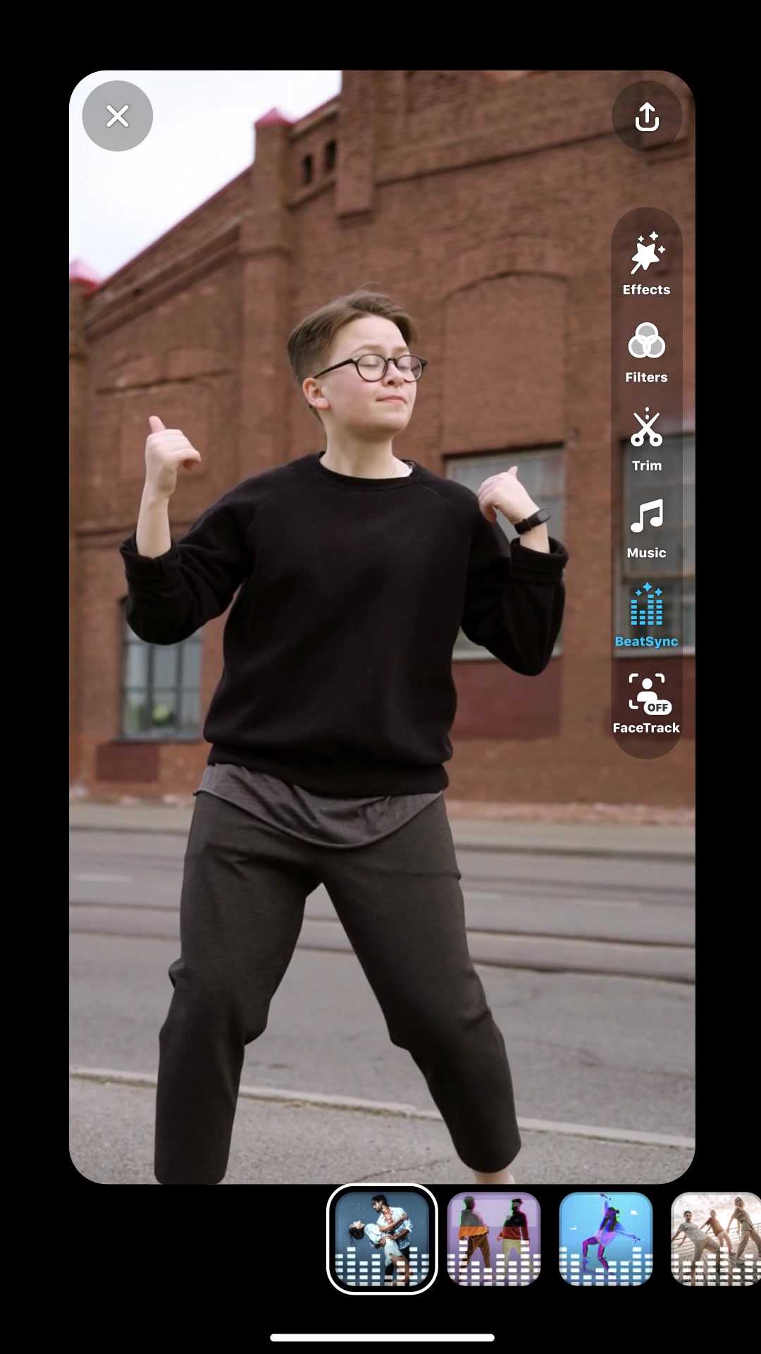 Effects Filters Trim Music BeatSync FaceTrack