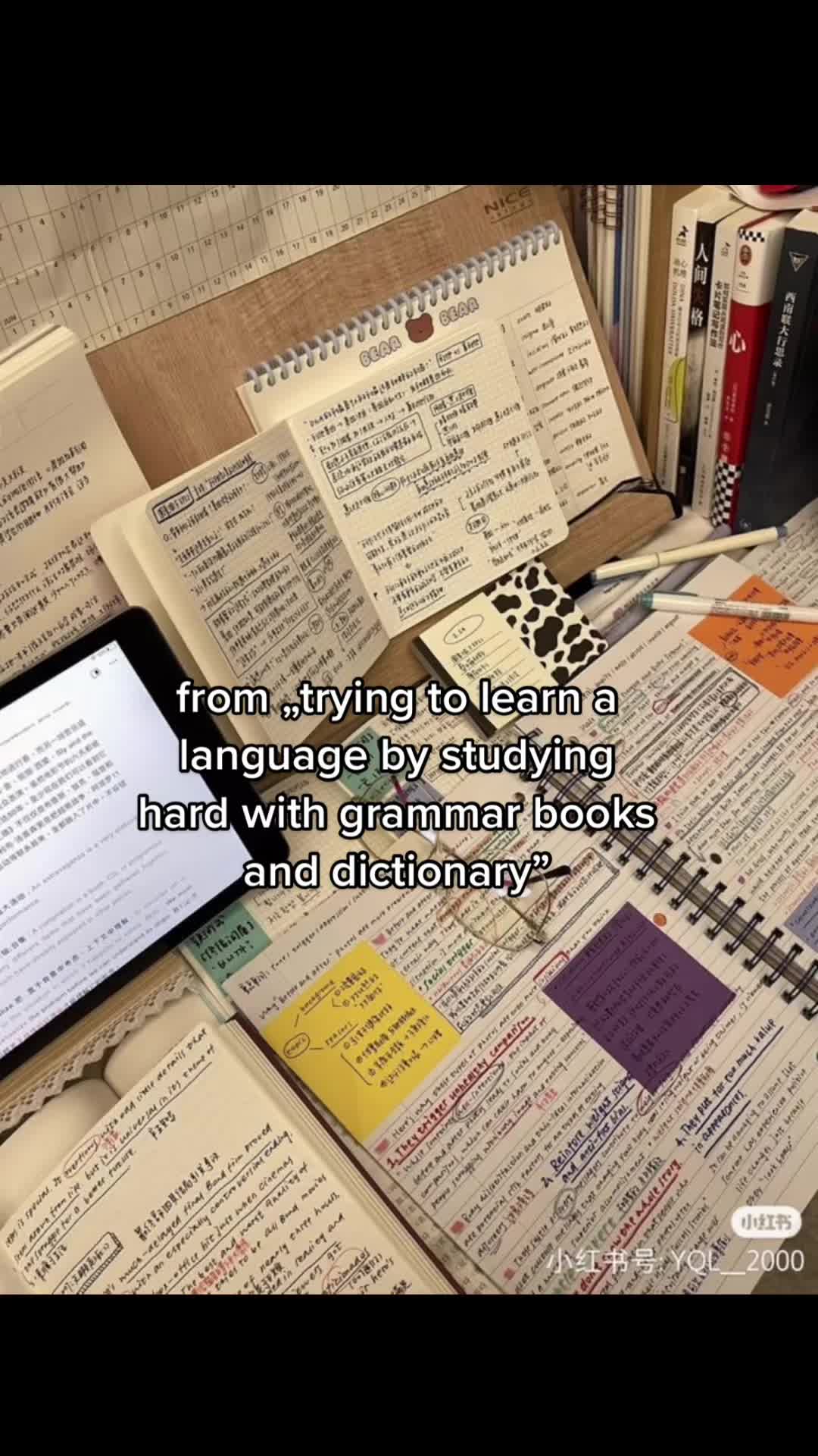 from "trying to learn a language by studying hard with grammar books and dictionary"