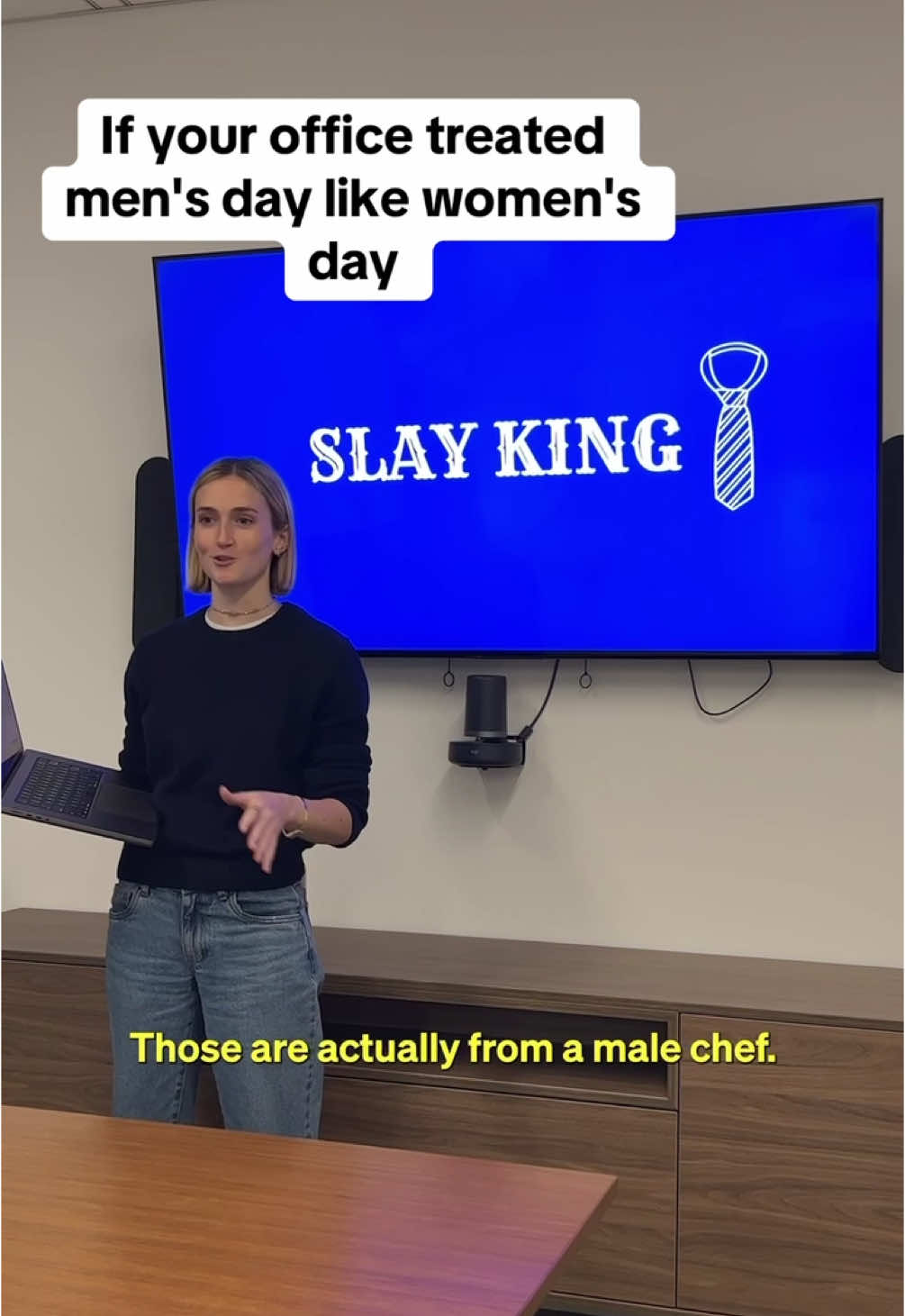 If your office treated men's day like women's day  SLAY KING  Those are actually from a male chef.