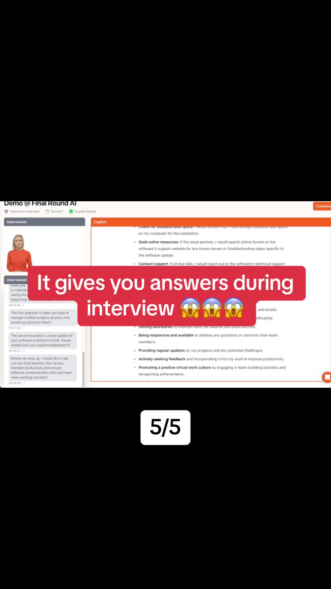 It gives you answers during interview 😱😱😱  5/5