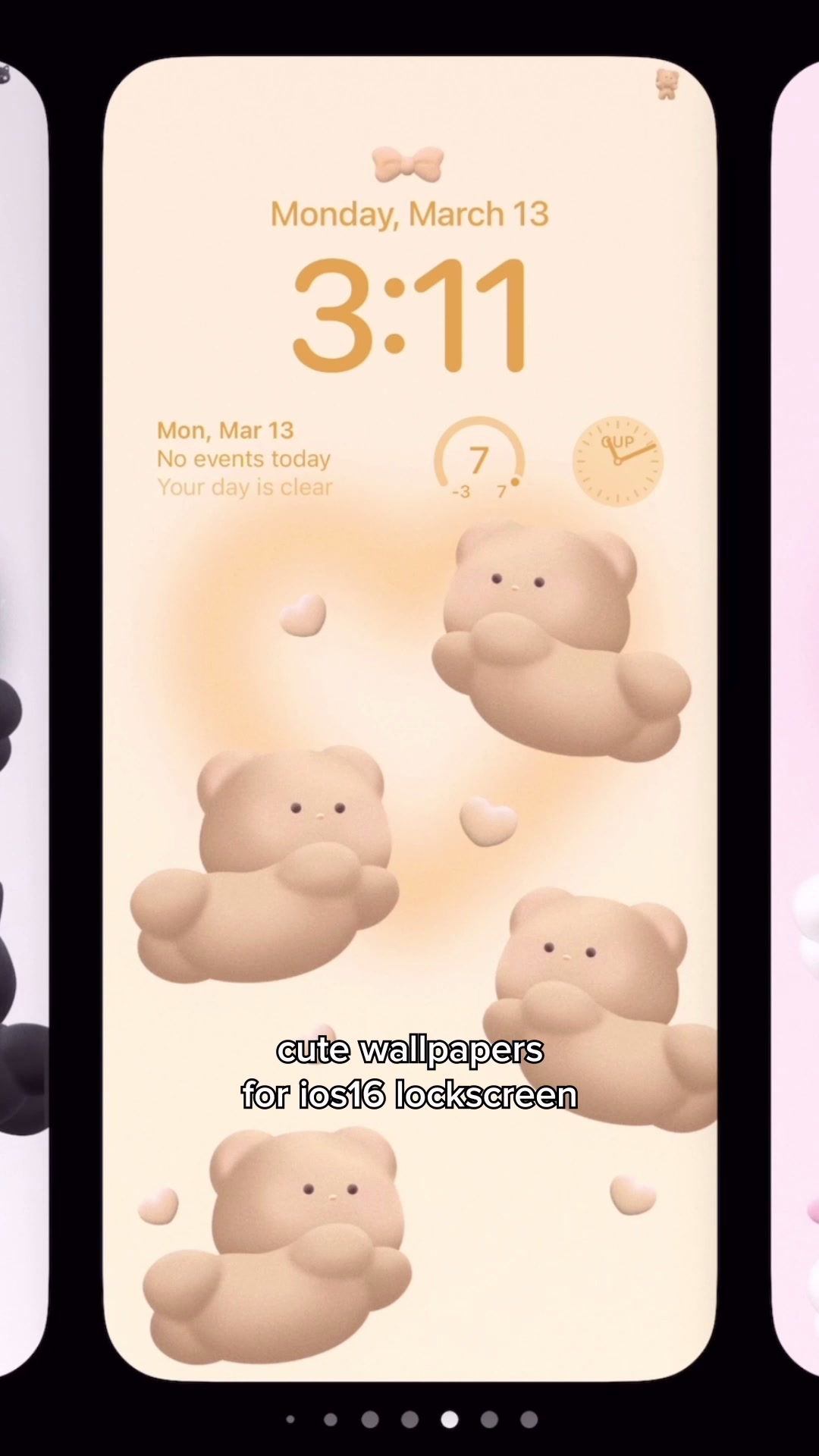 Monday, March 13 3:11 Mon, Mar 13 No events today Your day is clear cute wallpapers for ios16 lockscreen
