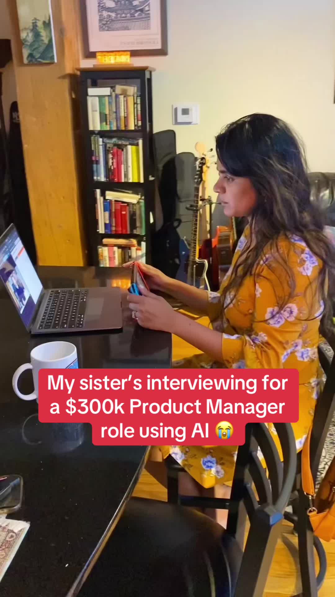 My sister’s interviewing for a $300k Product Manager role using AI 😂