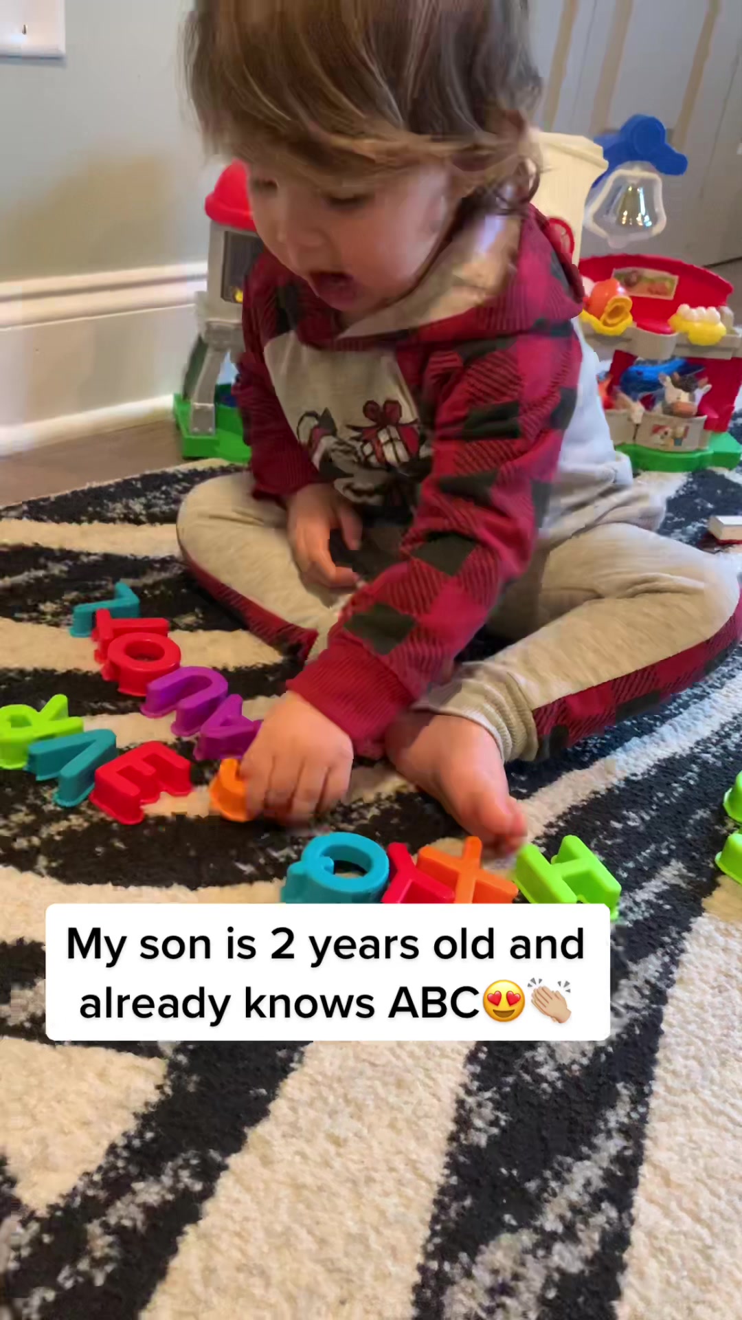 My son is 2 years old and already knows ABC😍👏