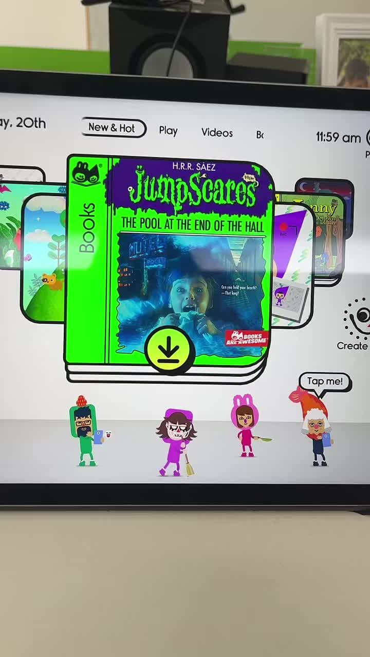 New & Hot Play Videos Bx 11:59 am H.R.R. SAEZ JumpScare THE POOL AT THE END OF THE HALL Can you hold your breath? Books are awesome Create Tap me!