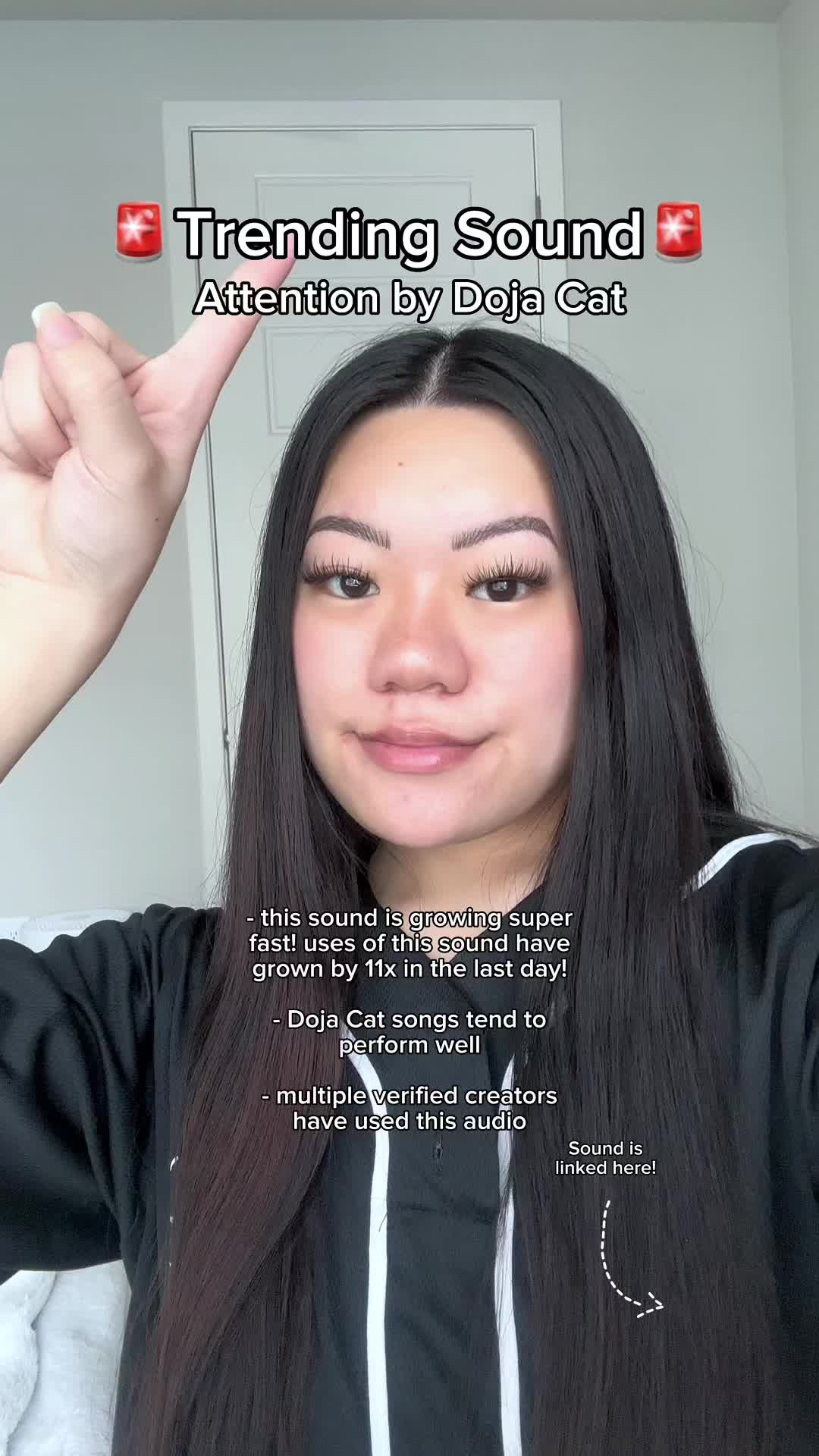 Trending Sound Attention by Doja Cat  - this sound is growing super fast! uses of this sound have grown by 11x in the last day! - Doja Cat songs tend to perform well - multiple verified creators have used this audio  Sound is linked here!