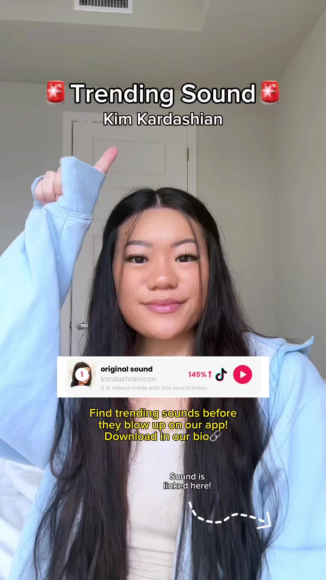 Trending Sound Kim Kardashian original sound kardashianicon 145% ↑ 5.1k videos made with this sound today Find trending sounds before they blow up on our app! Download in our bio Sound is linked here!