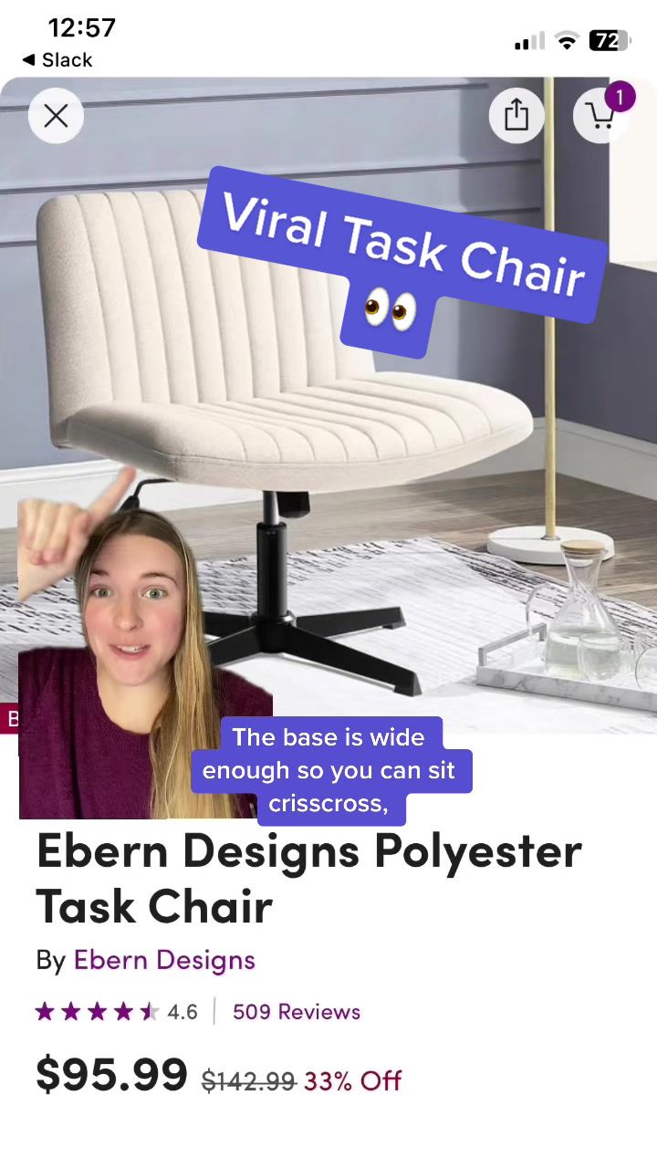 Viral Task Chair The base is wide enough so you can sit crisscross, Ebern Designs Polyester Task Chair By Ebern Designs 4.6 | 509 Reviews $95.99 $142.99 33% Off
