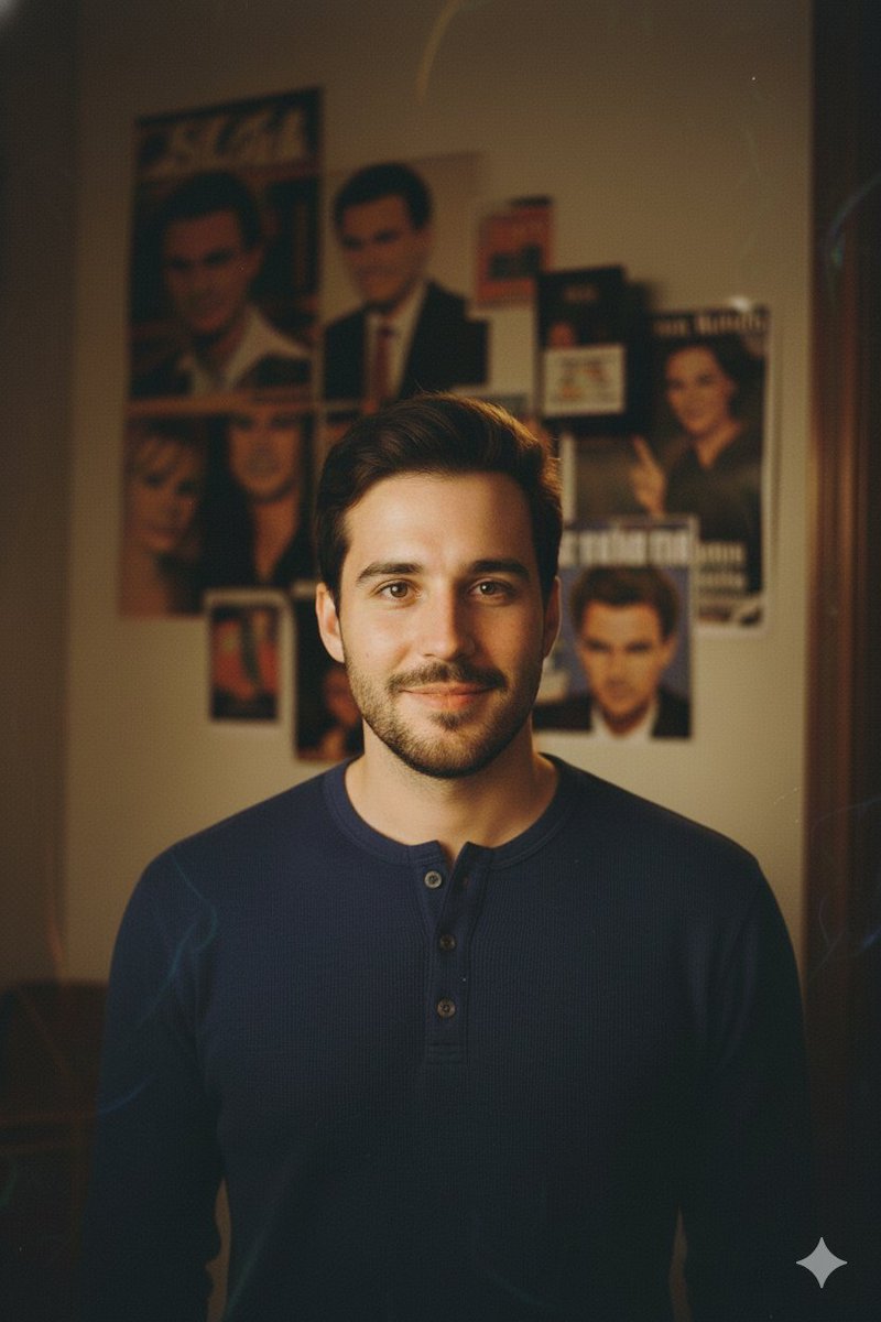 90s style portrait of the same man as in the reference photo