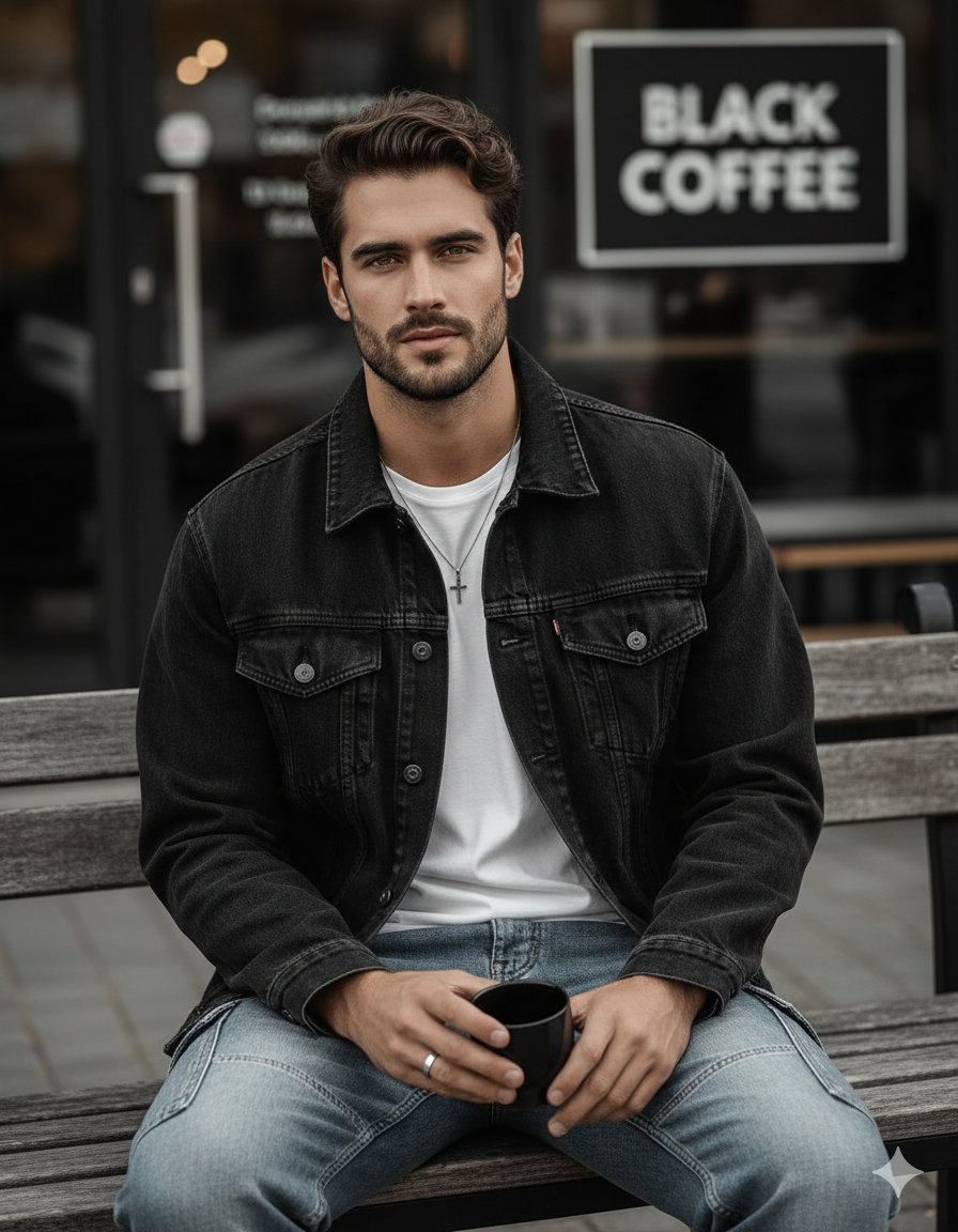 A highly realistic portrait of a man based on the original model (facial structu