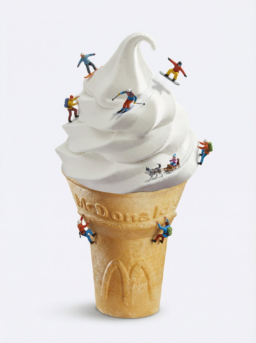 Add ultra-tiny realistic skiing, snowboarding, and winter-sports action figures