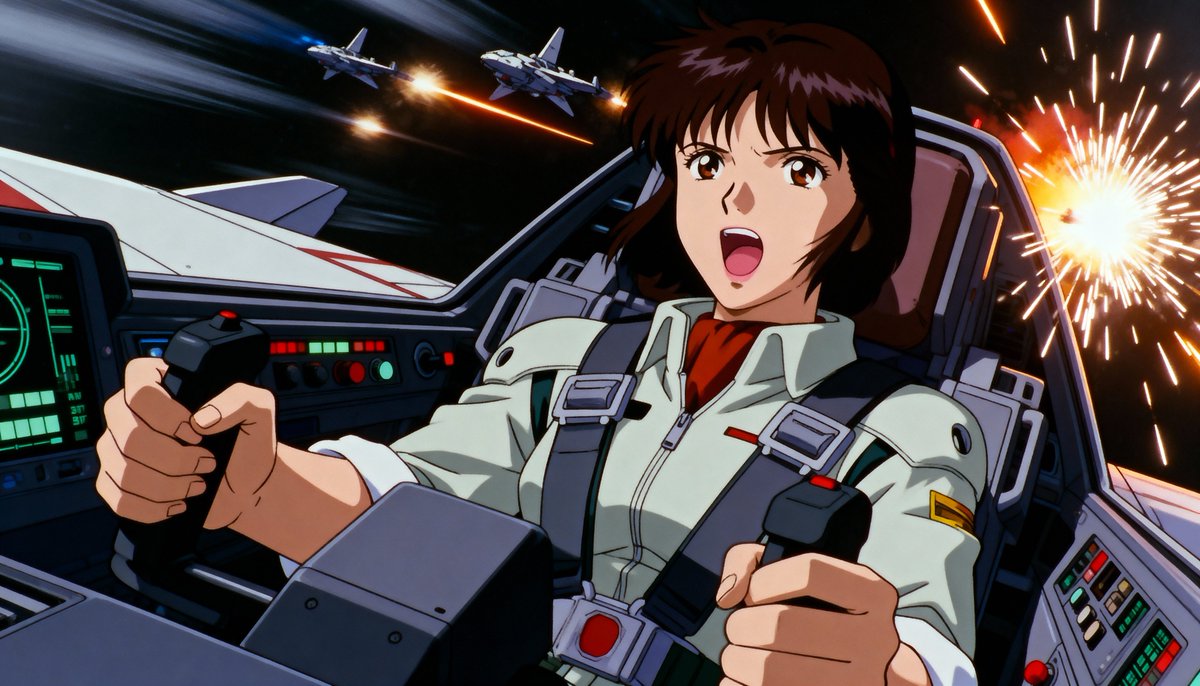 Anime Sci-Fi Pilot in Spaceship Combat - Intense Action