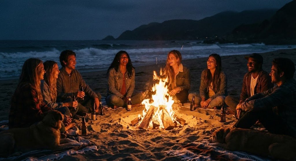 Beach Bonfire in California