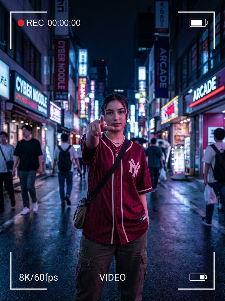 Cinematic Urban Night Portrait - Woman in Neon City Street