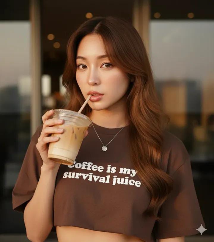 Close-up, eye-level selfie portrait of a young woman