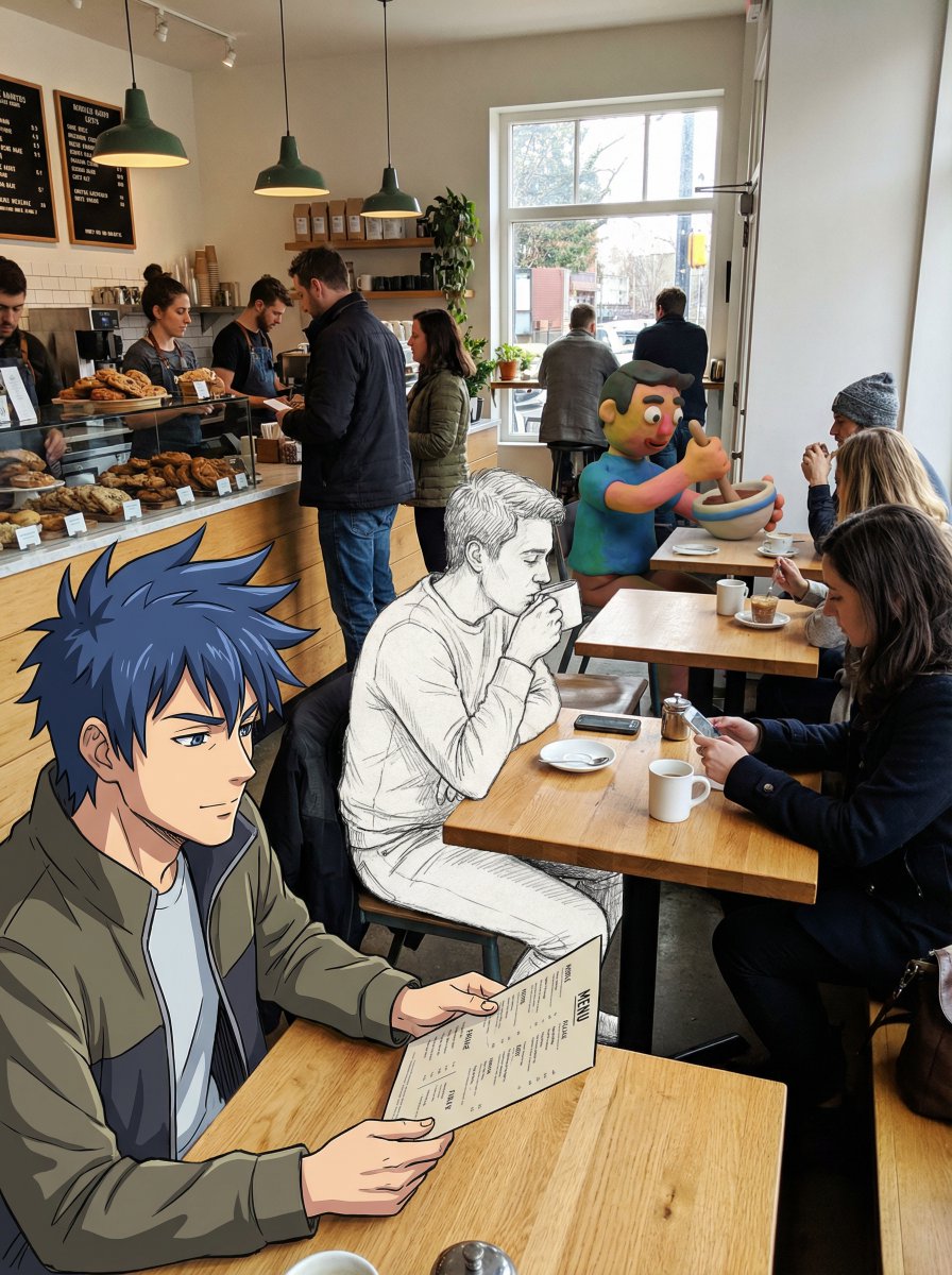 Coffee Shop Art: Anime, Sketch & Claymation Characters