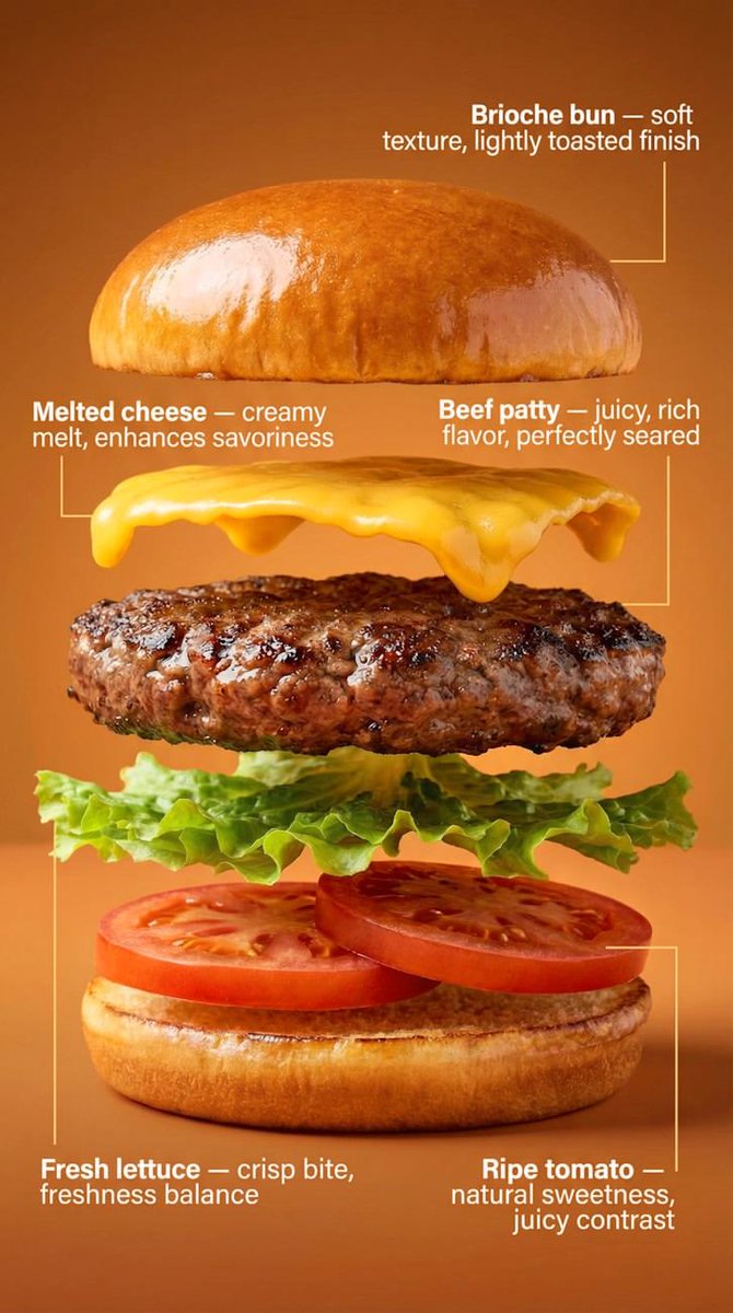 Delicious Burger Exploded View - Fresh Ingredients