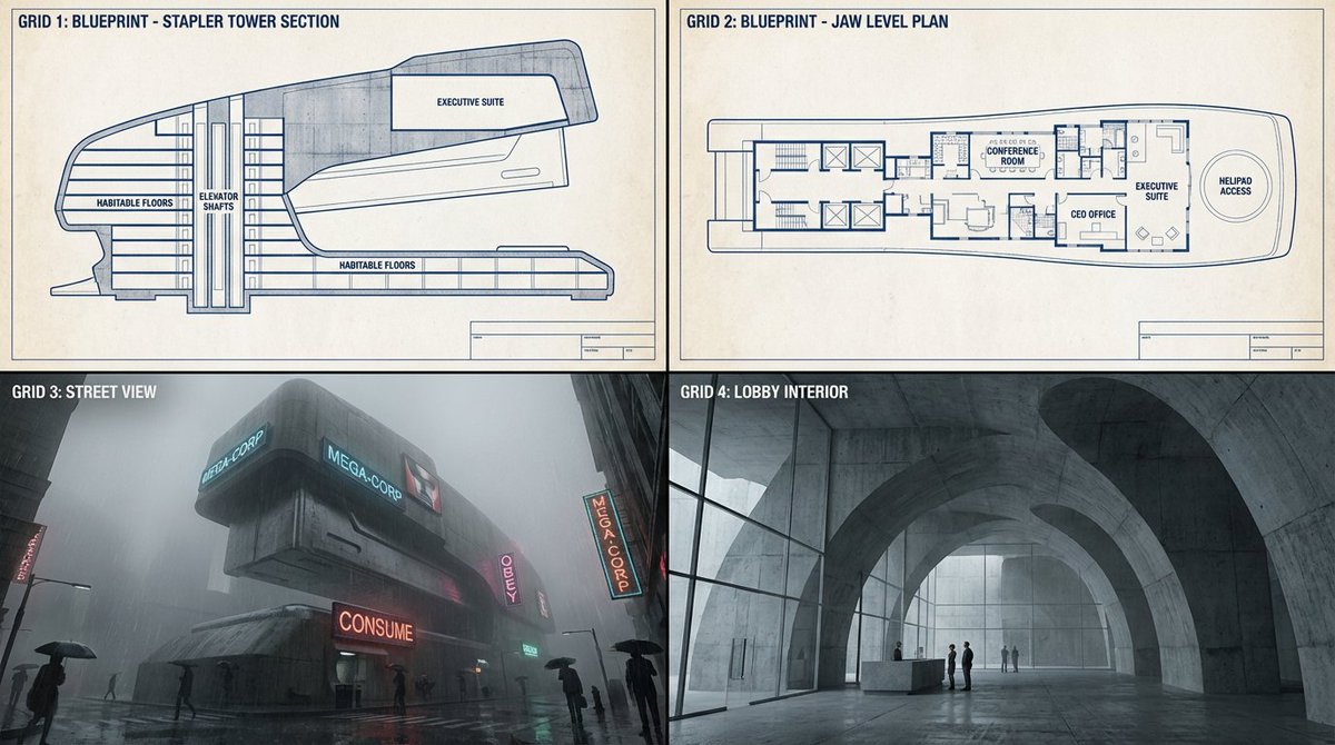 Dystopian Mega-Corp Skyscraper: Futuristic Architecture Concept