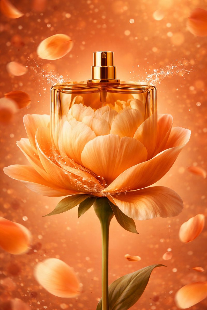 E-commerce Main Image - AI-Stylized Perfume Product Visual with Internal Petals