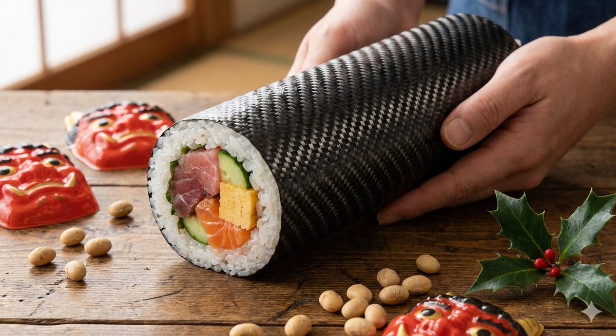 E-commerce Main Image - Carbon Pattern Printed Ehomaki Sushi Roll