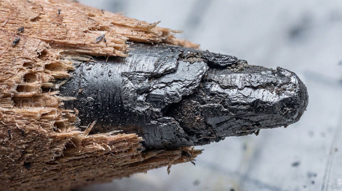 Extreme Close-up: Broken Pencil, Graphite & Wood Texture