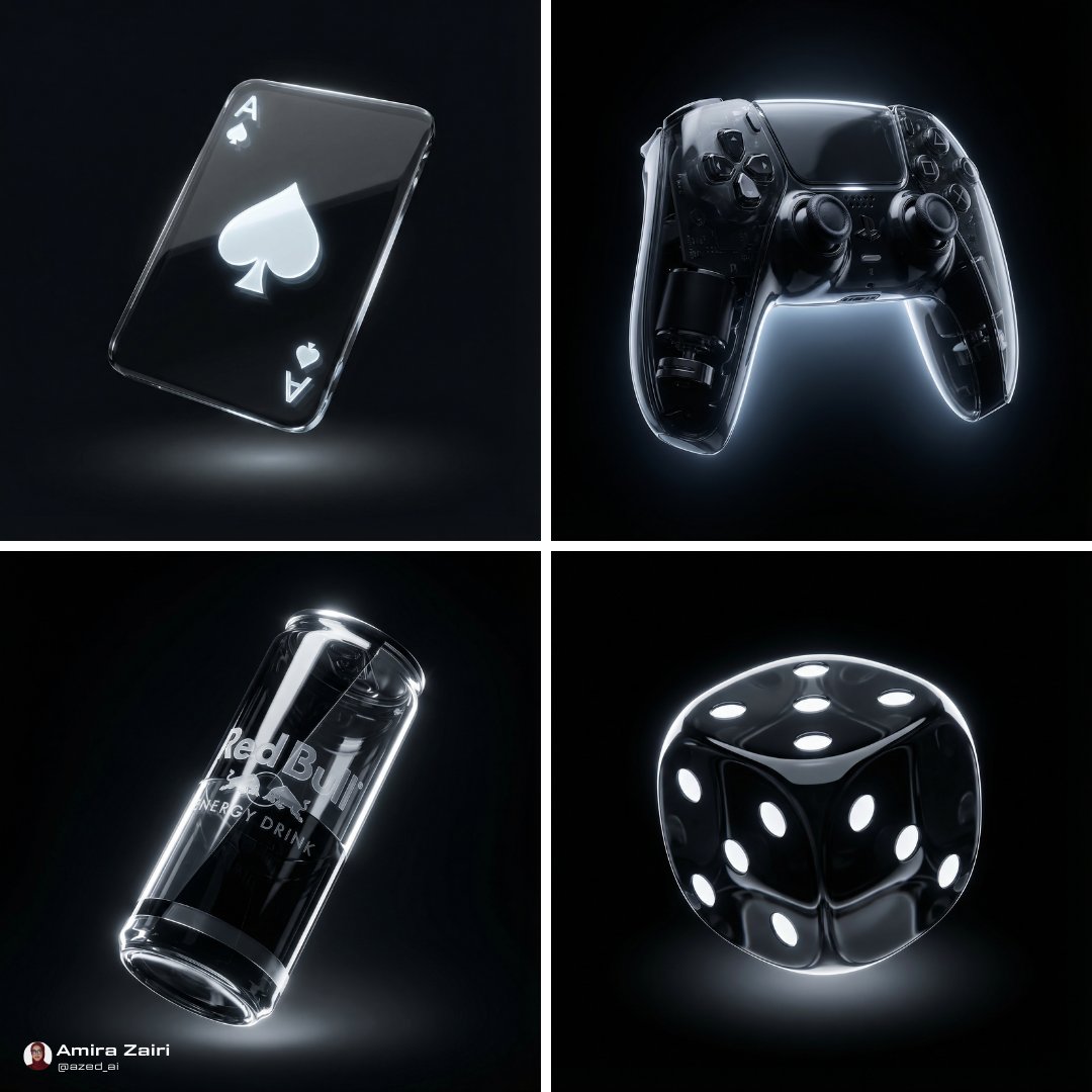 Glowing Transparent 3D Render Gaming & Lifestyle Products