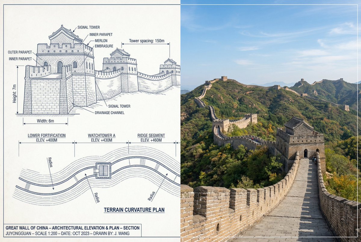 Infographic / Edu Visual - Great Wall of China Mixed Media Comparison