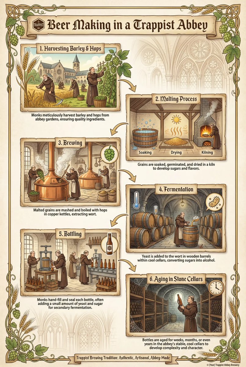 Infographic / Edu Visual - Infographic on Trappist Abbey Beer Making