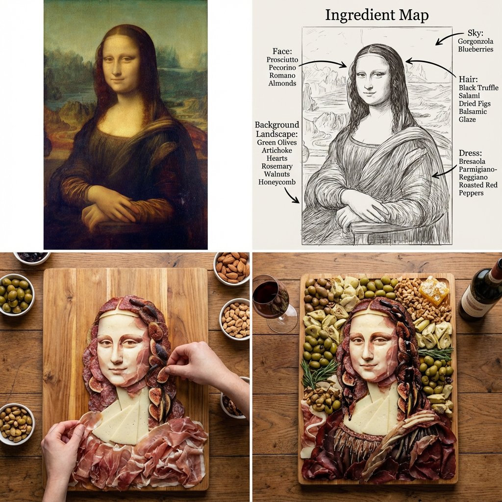 Mona Lisa Charcuterie Board Food Art - Creative Culinary