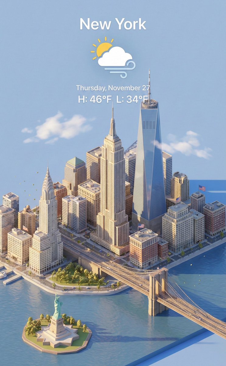 New York City 3D Render | Isometric NYC Skyline & Weather