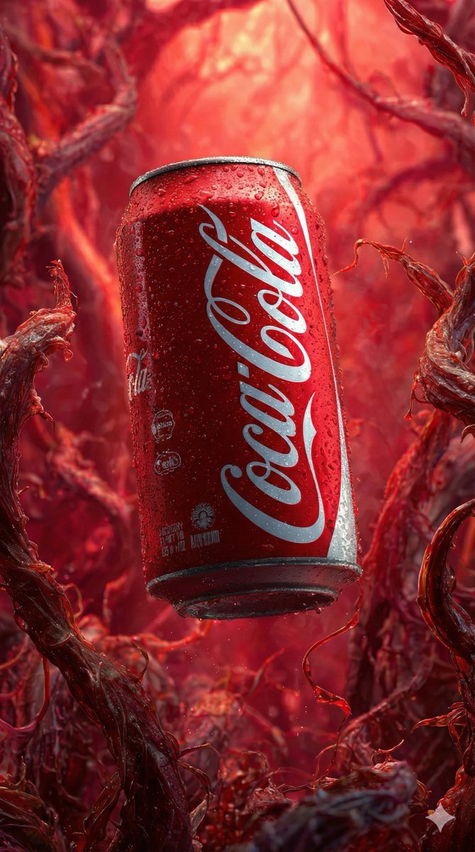 Photorealistic Coca-Cola Can in Surreal Organic Landscape