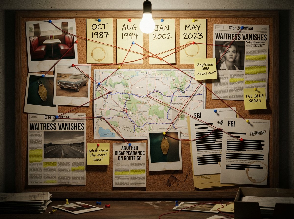 Photorealistic Detective Board - Vintage Cold Case Mystery