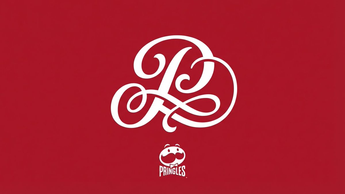 Pringles Monogram Logo - Elegant Brand Design on Red