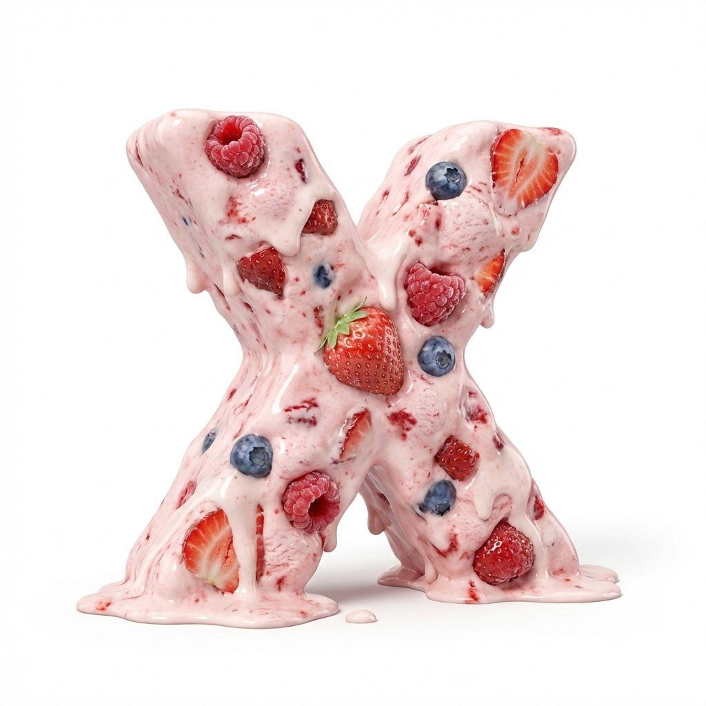 Product Marketing - Strawberry Ice Cream 3D Letter 'X'