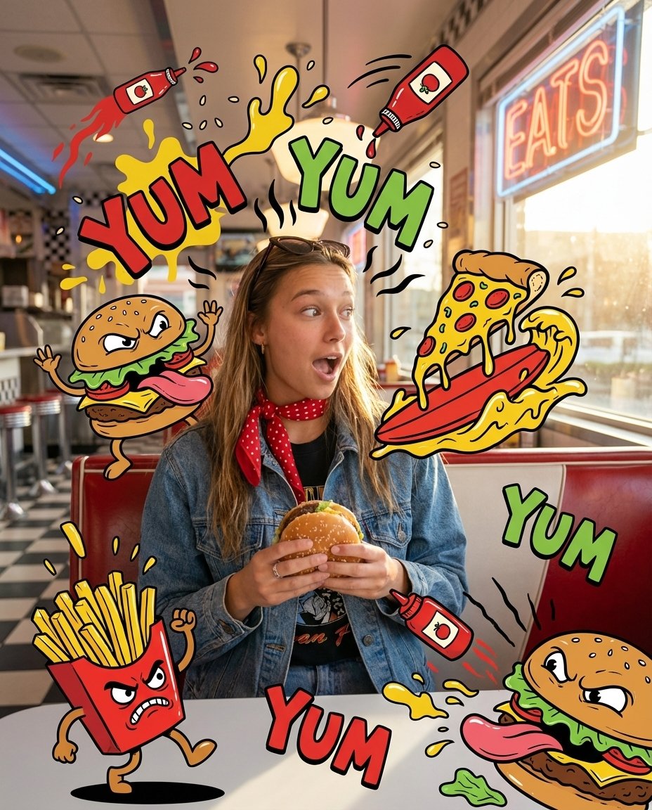 Scene_Descriptiona Vibrant, Mixed-Media Masterpiece Featuring A Photorealistic Girl