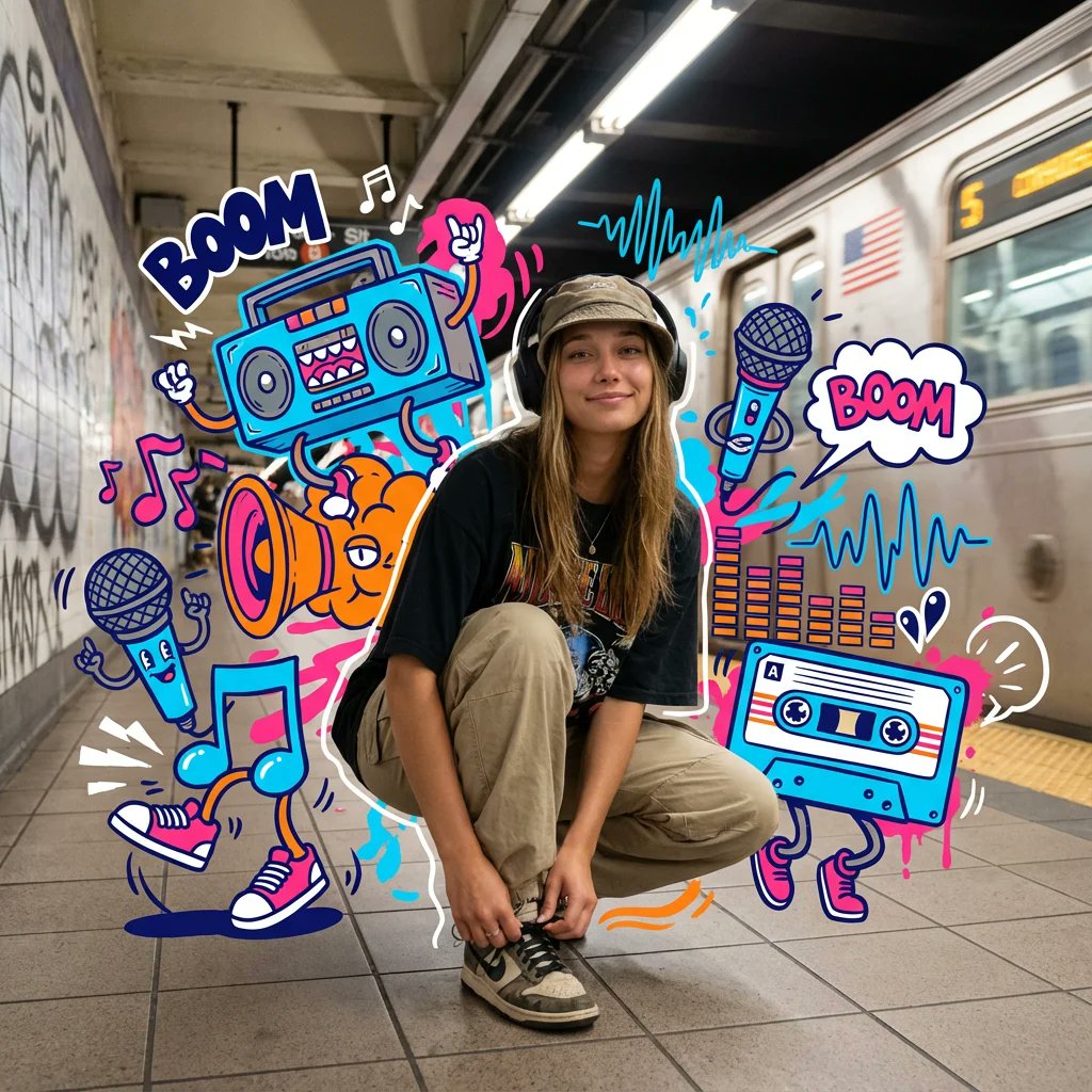 Scene_Descriptiona Vibrant, Mixed-Media Masterpiece Featuring A Photorealistic Young