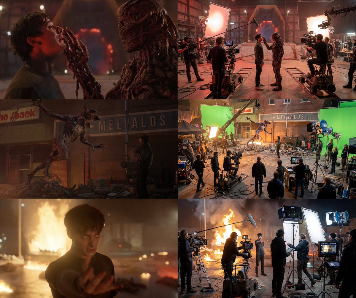 Show the behind the scenes view of this movie set of this exact scene.