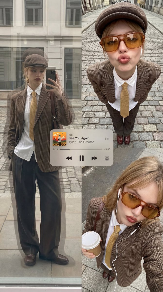 Vintage Inspired Street Style: Plaid Blazer & Tie Outfit