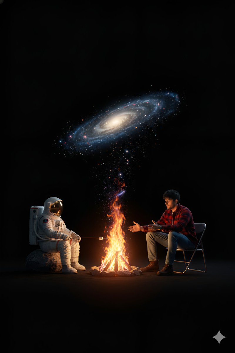 YouTube Thumbnail - Surreal Campfire in Cosmic Void