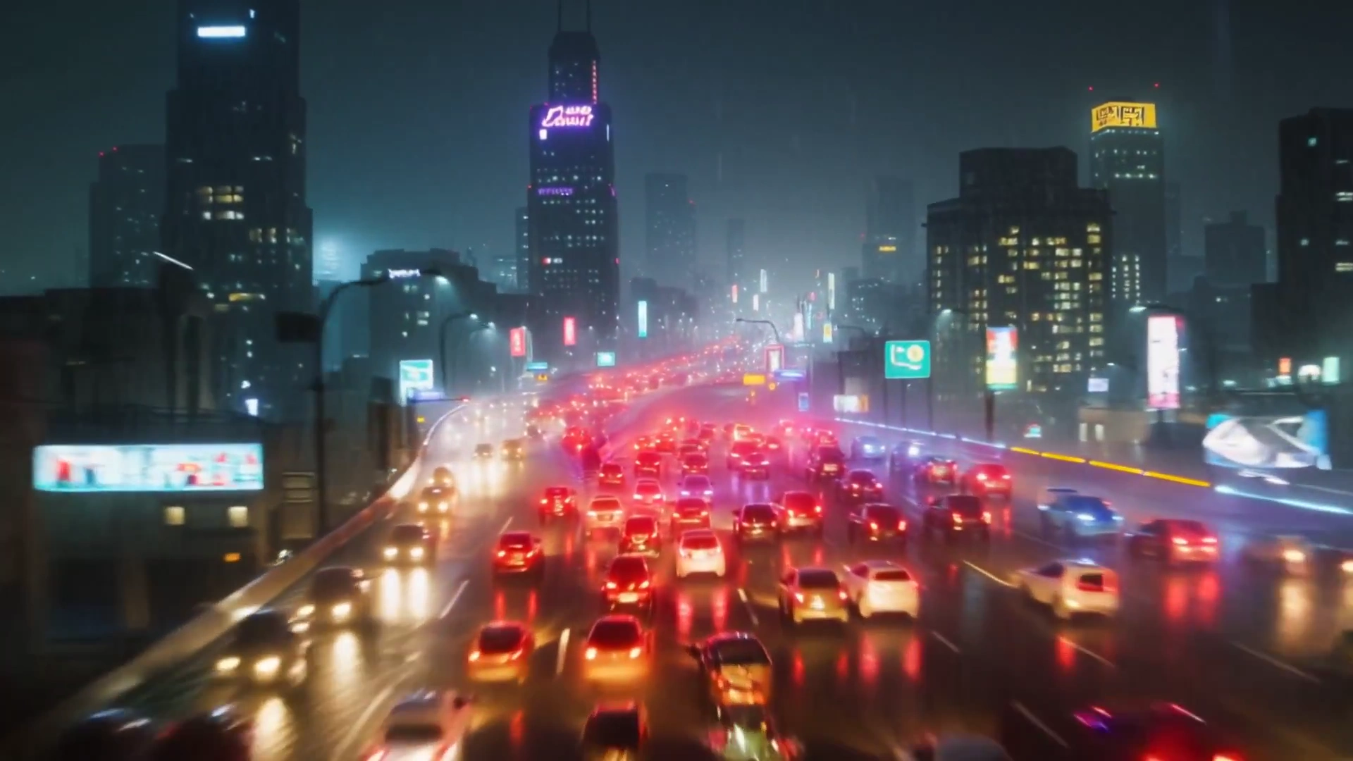 Adrenaline-Fueled Night Ride in a Cyberpunk Metropolis