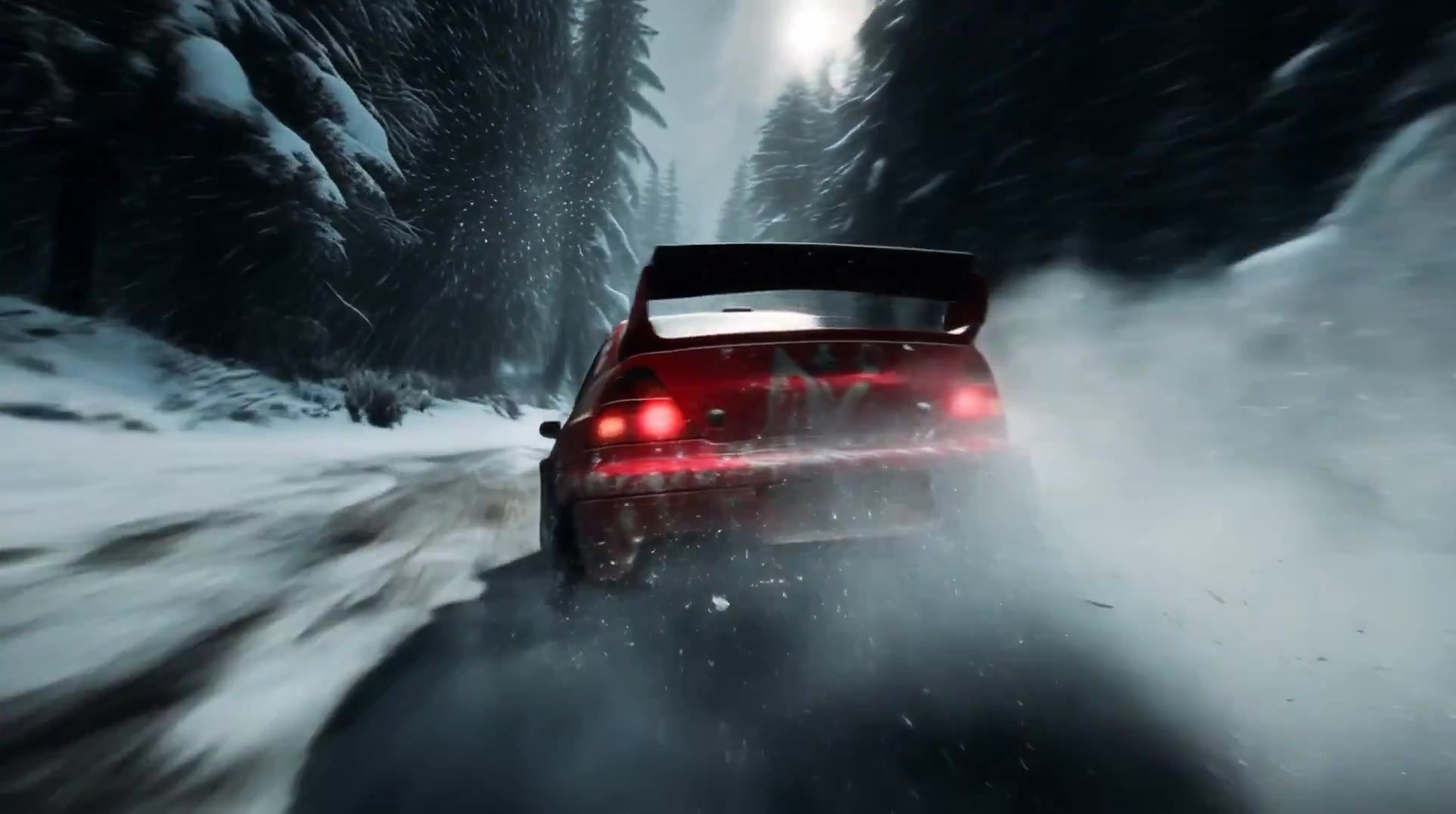 Adrenaline Rush: Rally Car in a Snowy Forest