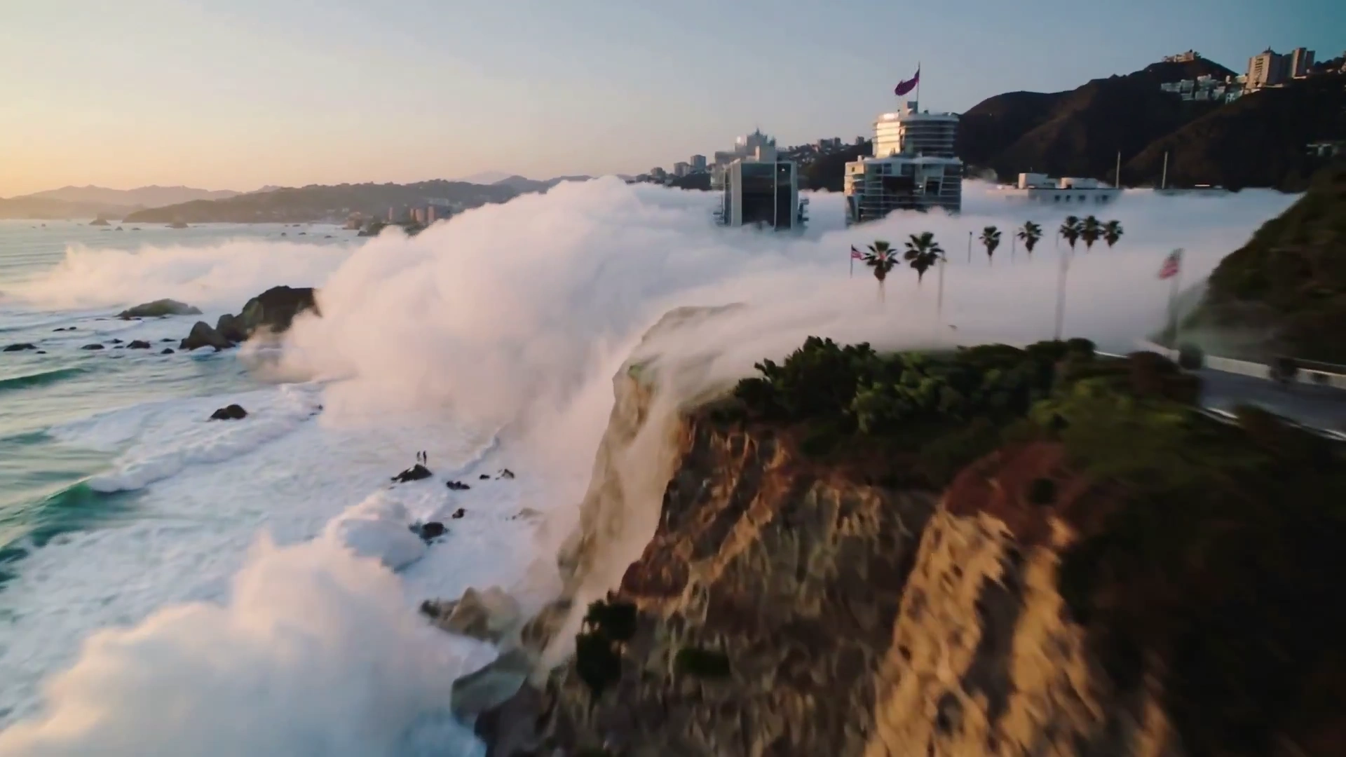Aerial Journey Through San Francisco's Fog and Cliffs