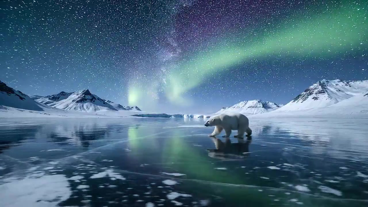 Aurora's Embrace: A Polar Bear's Journey