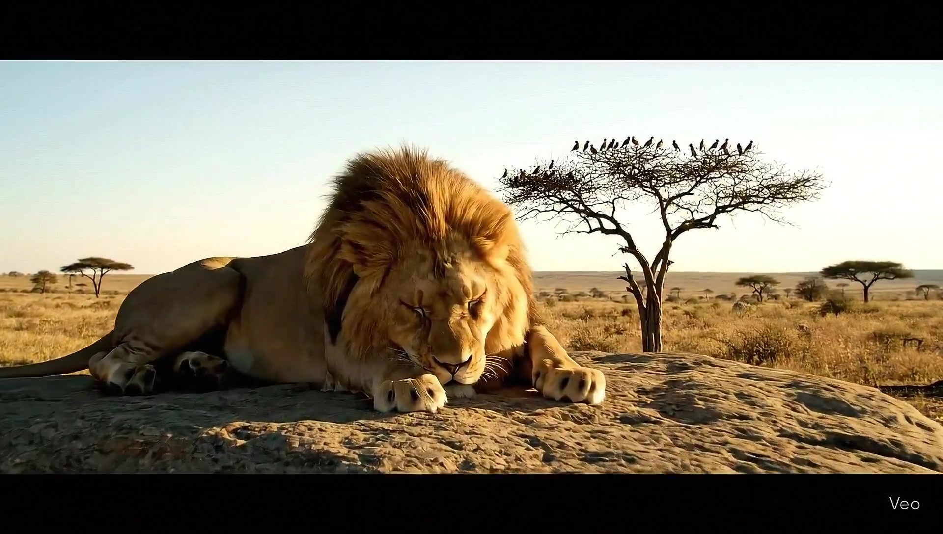 Awakening Roar: The Majesty of a Lion in the Sunlit Savanna