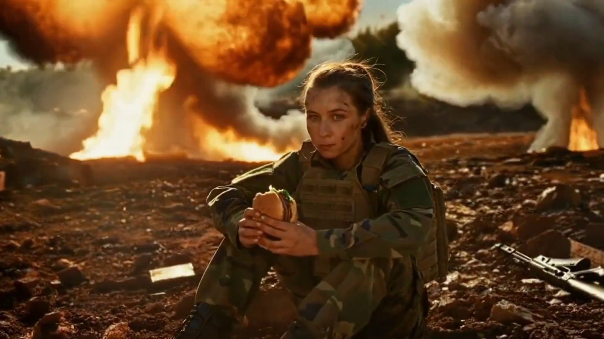 Bite of Bravery: A Soldier's Resilience Amidst Chaos