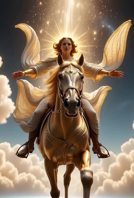 Celestial Arrival: The Archangel's Radiant Descent