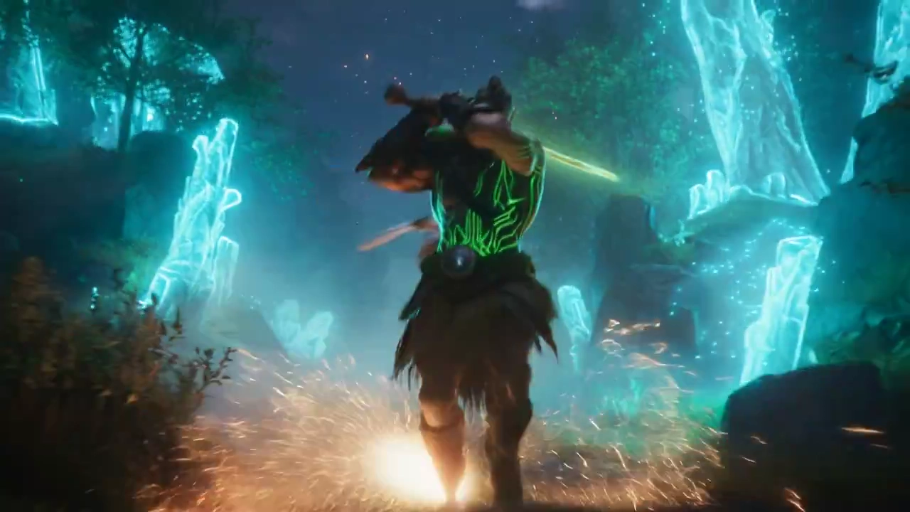 Celtic Cyber Warrior: A Neon Forest Charge