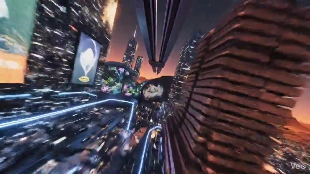 Cinematic FPV Dive into a Martian Megacity